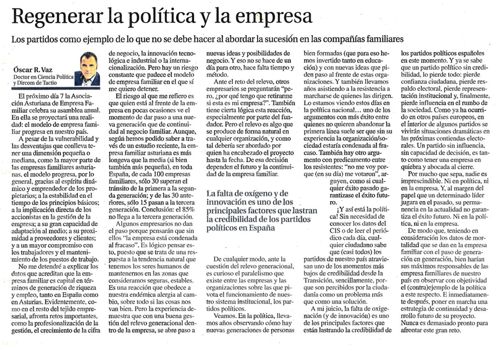 Regenerar la Política y la Empresa